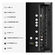 126,0cm / 50" (3840x2160) Hisense 50A6S Smart TV 4K UHD 9,5ms 60Hz HDMI USB HDR WiFi Bluetooth Black / Grey