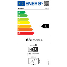 139,0 cm / 55" (3840 x 2160) „Hisense 55Q7S“ išmanusis televizorius 4K „Hi-QLED“ 8 ms 60 Hz HDMI USB HDR „Wi-Fi“ „B
