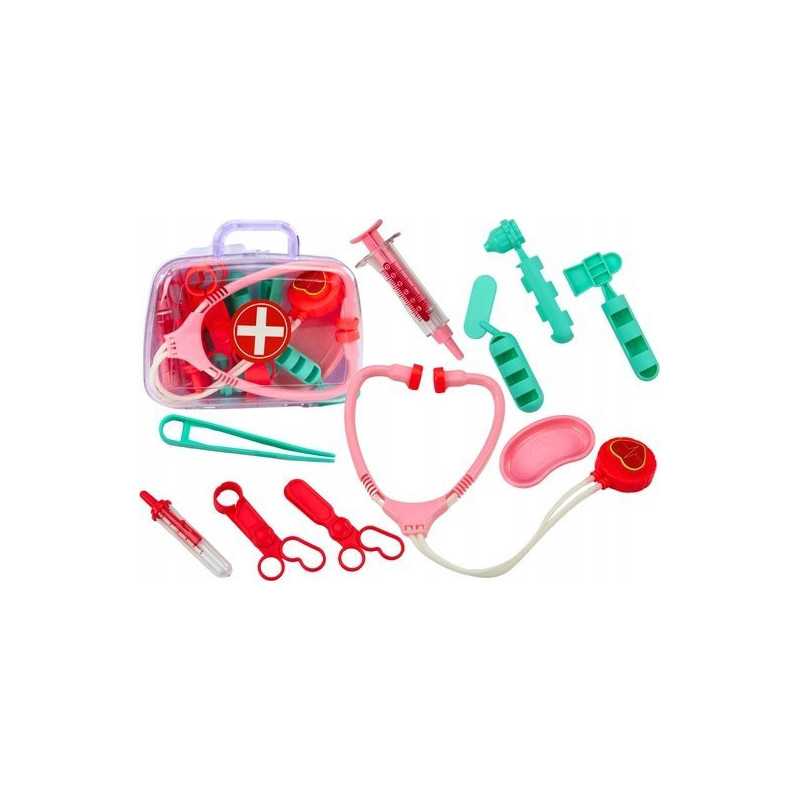 LEAN Toys Baby First Aid Kit Medical Tools In Pink Suitcase