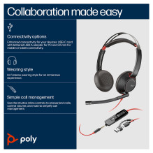 HP Poly Blackwire 5220 Stereo USB-C Headset +3.5mm Plug +USB-C / A Adapter (Bulk)