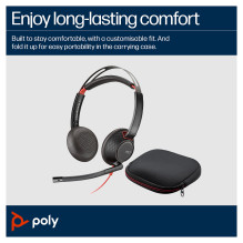 HP Poly Blackwire 5220 Stereo USB-C Headset +3.5mm Plug +USB-C / A Adapter (Bulk)