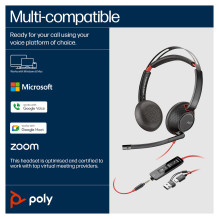 HP Poly Blackwire 5220 stereo USB-C ausinės + 3,5 mm kištukas + USB-C / A adapteris (didmeninė prekyba)