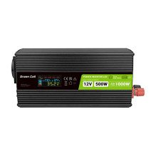 Green Cell Przetwornica napicia PowerInverter LCD 12 V 500W / 1000W Przetwornica samochodowa z wywietlaczem - czysty sin