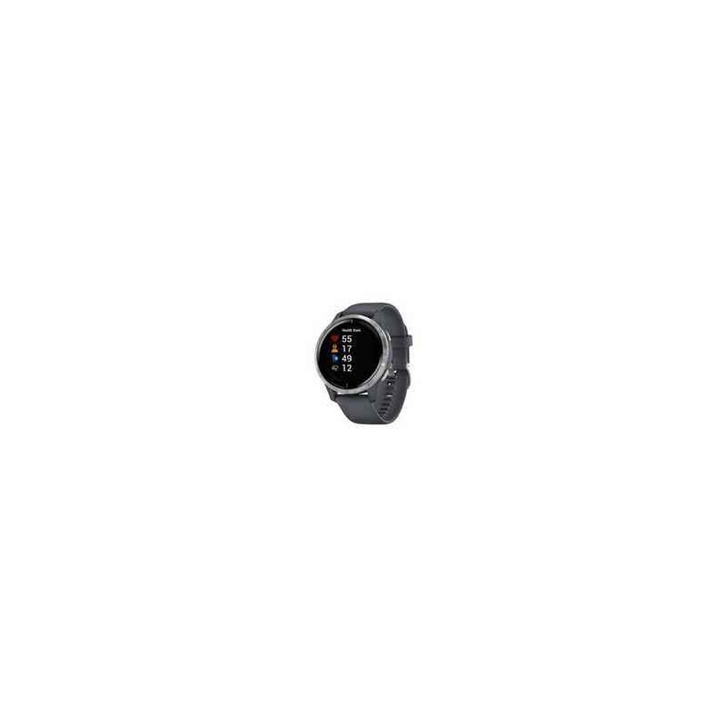 „Garmin Venu“ GPS laikrodis, mėlynas, granito spalvos, bevielis, su integruotu Wi-Fi ryšiu.