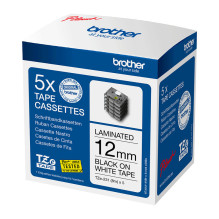 Brother 12mm x 8m white/black label tape cassette (5 pack) Brother 12mm x 8m white/black label tape cassette (5 pack)