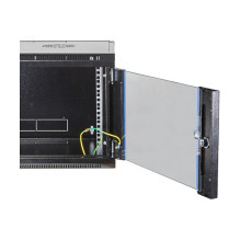 19" wall-mount enclosure, flat pack, 6U, 450 mm deep, black 19" wall-mount enclosure, flat pack, 6U, 450 mm deep, black
