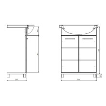 CABINET WASHBASIN BARI D60 WHITE / WOOD