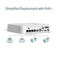 TINKLINIS VAIZDO ĮRAŠYMO ĮRAŠYMO ĮRAŠYMO ĮRENGINYS 4 KANALŲ / VIGI NVR1104H-4P TP-LINK