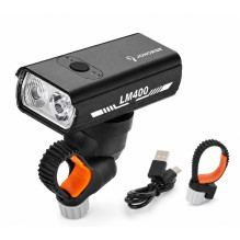 iLike JOHORSE USB Rechargeable Bike Front Light, 400LM LED Bicycle Headlight, Dual Beam, Aluminum Housing, Battery Indic iLike JOHORSE USB Rechargeable Bike Front Light, 400LM LED Bicycle Headlight, Dual Beam, Aluminum Housing, Battery Indic