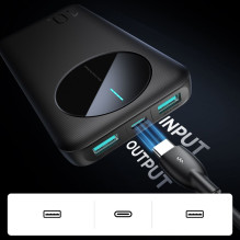 „Joyroom“ nešiojamas įkroviklis „Joyroom JR-PBF12“ 10000mAh 2.4A 2x USB-A 1x USB-C - juodas