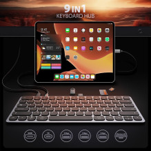 KEYBOARD + I / O HUB 9IN1 / 0.6M HMC-KB-US AXAGON KEYBOARD + I / O HUB 9IN1 / 0.6M HMC-KB-US AXAGON