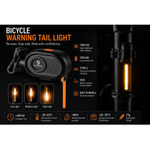 iLike JOWORSE Rechargeable COB LED Bike Tail Light, USB-C Bicycle Rear Safety Light, 300mAh Waterproof Cycling Warning L iLike JOWORSE Rechargeable COB LED Bike Tail Light, USB-C Bicycle Rear Safety Light, 300mAh Waterproof Cycling Warning L