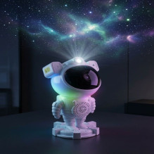 iLike Astronaut Smart LED Lamp with Bluetooth Speaker, RGB Night Light, Remote Control, 360° Rotating Head White