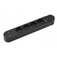 Prailgintuvas 4 lizdai + 2 x USB A + USB C Art FU810 1,5 m juodas Prailgintuvas 4 lizdai + 2 x USB A + USB C Art FU810 1,5 m juodas