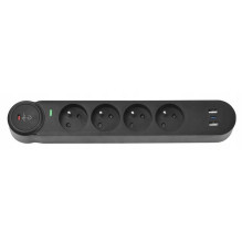 Extension cord 4 sockets + 2 x USB A + USB C Art FU810 1,5 m black