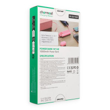 Nešiojamoji baterija 5V 3A 10000 mAh su integruotais laidais USB A / USB C / Lightning / Micro USB Charmast W1148 rožinė Nešiojamoji baterija 5V 3A 10000 mAh su integruotais laidais USB A / USB C / Lightning / Micro USB Charmast W1148 rožinė