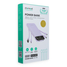 Powerbank 5V 3A 10000 mAh with built-in cables USB A / USB C / Lightning / Micro USB Charmast W1148 purple Powerbank 5V 3A 10000 mAh with built-in cables USB A / USB C / Lightning / Micro USB Charmast W1148 purple