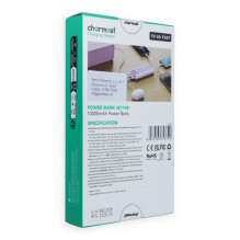 Nešiojamoji baterija 5V 3A 10000 mAh su integruotais laidais USB A / USB C / Lightning / Micro USB Charmast W1148 violet Nešiojamoji baterija 5V 3A 10000 mAh su integruotais laidais USB A / USB C / Lightning / Micro USB Charmast W1148 violet