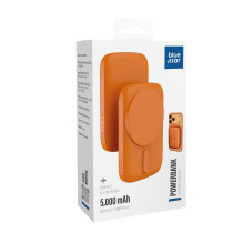 Nešiojamoji baterija, suderinama su „MagSafe Blue Star Slim DG-P8“, 15 W, 5000 mAh, oranžinė Nešiojamoji baterija, suderinama su „MagSafe Blue Star Slim DG-P8“, 15 W, 5000 mAh, oranžinė