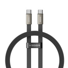 Flat cable Type C to Type C VEGER PD 5A 240W CC2-MTB 1,5 m black