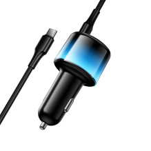 Automobilinis įkroviklis Hoco USB A + 2xUSB C PD QC3.0 37W + laidas USB C į C Z69A juodas