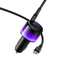 Automobilinis įkroviklis Hoco USB A + 2xUSB C PD QC3.0 37W + laidas USB C į C Z69A juodas