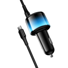 Automobilinis įkroviklis Hoco USB A + 2xUSB C PD QC3.0 37W + laidas USB C į C Z69A juodas