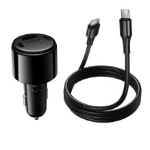 Automobilinis įkroviklis Hoco USB A + 2xUSB C PD QC3.0 37W + laidas USB C į C Z69A juodas