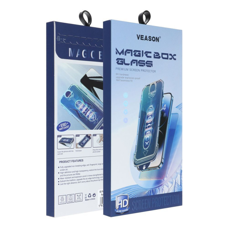 6D Pro Veason Easy-Install Glass + Applicator - for Iphone 18 Pro Max black