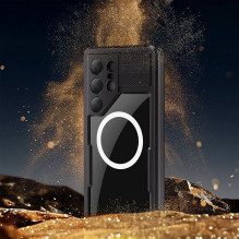 Dėklas, skirtas Samsung S26 ULTRA vandeniui atspariam korpusui MARS su metaliniu žiedu, juodas Dėklas, skirtas Samsung S26 ULTRA vandeniui atspariam korpusui MARS su metaliniu žiedu, juodas