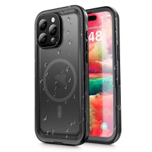 iPhone 16 PRO dėklas, „Shellbox Dot“, atsparus vandeniui, suderinamas su „MagSafe“, juodas