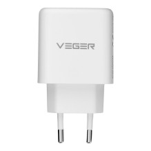 Telefono įkroviklis VEGER USB A + Typ C PD QC3.0 3,25A 65W + laidas USB C į USB C TR67 baltas Telefono įkroviklis VEGER USB A + Typ C PD QC3.0 3,25A 65W + laidas USB C į USB C TR67 baltas