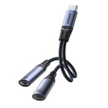 Joyroom Adapter DAC 2-in-1 Type-C to Type-C / Type-C, 60W, 0.14m, Black (SY-C03)