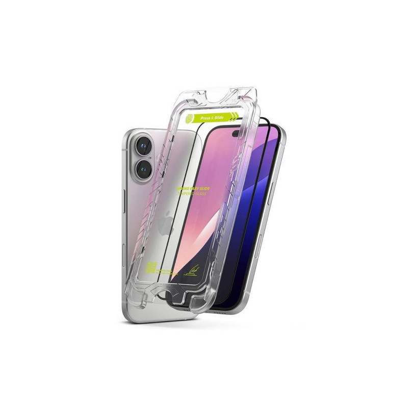 Ringke iPhone 15 / 16 Screen Protector Premium Easy Slide Tempered Glass 9H with installation jig (2pcs) Transparent