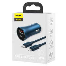 Baseus Car Charger Golden Contactor Pro Dual Quick Charger U+C, PD 3.0, QC 4+, SCP FCP AFC (with Type-C - Lightning 1m B Baseus Car Charger Golden Contactor Pro Dual Quick Charger U+C, PD 3.0, QC 4+, SCP FCP AFC (with Type-C - Lightning 1m B