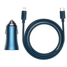 Baseus Car Charger Golden Contactor Pro Dual Quick Charger U+C, PD 3.0, QC 4+, SCP FCP AFC (with Type-C - Lightning 1m B Baseus Car Charger Golden Contactor Pro Dual Quick Charger U+C, PD 3.0, QC 4+, SCP FCP AFC (with Type-C - Lightning 1m B