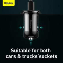 Baseus Car Charger Grain Pro Dual USB 4.8A Black (CCALLP-01) Baseus Car Charger Grain Pro Dual USB 4.8A Black (CCALLP-01)
