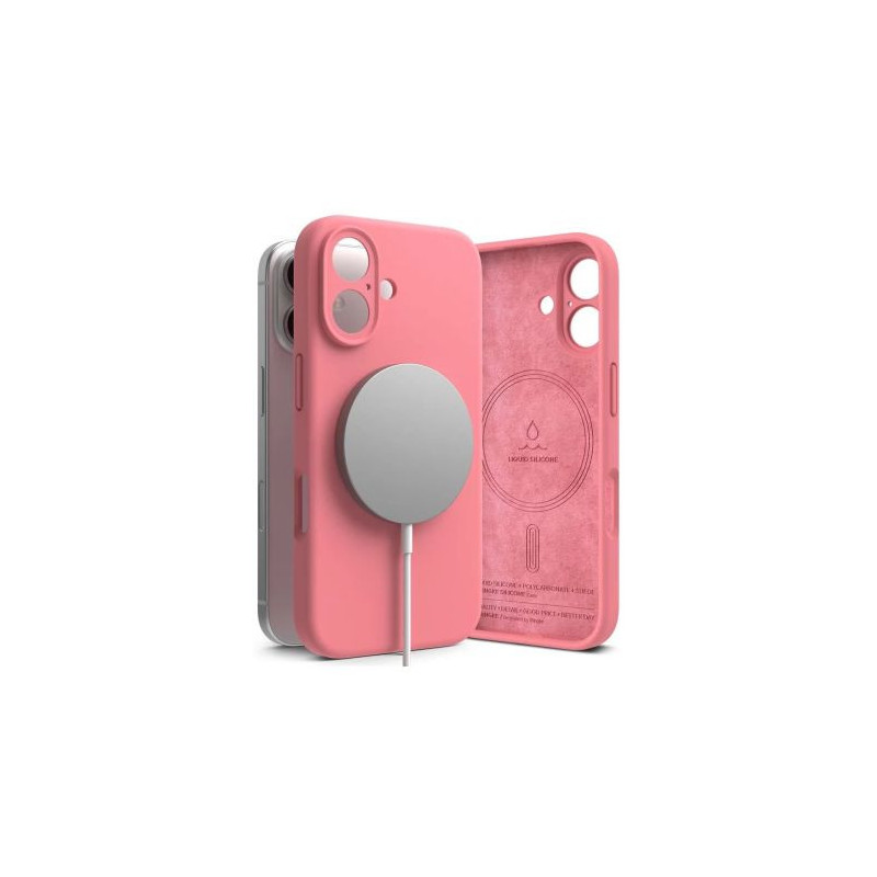 Ringke iPhone 16 Case Silicone Magnetic Pink