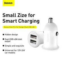 Baseus Car Charger Grain Pro Dual USB 4.8A White (CCALLP-02) Baseus Car Charger Grain Pro Dual USB 4.8A White (CCALLP-02)