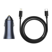 Baseus Car Charger Golden Contactor Pro Dual Quick Charger U+C, PD 3.0, QC 4+, SCP FCP AFC (With Type-C - Lightning 1m B Baseus Car Charger Golden Contactor Pro Dual Quick Charger U+C, PD 3.0, QC 4+, SCP FCP AFC (With Type-C - Lightning 1m B