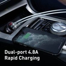 Baseus Car Charger Digital Display Dual USB 4.8A 24W Gray (CCBX-0G) Baseus Car Charger Digital Display Dual USB 4.8A 24W Gray (CCBX-0G)