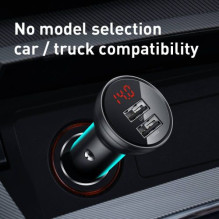 Baseus Car Charger Digital Display Dual USB 4.8A 24W Gray (CCBX-0G) Baseus Car Charger Digital Display Dual USB 4.8A 24W Gray (CCBX-0G)