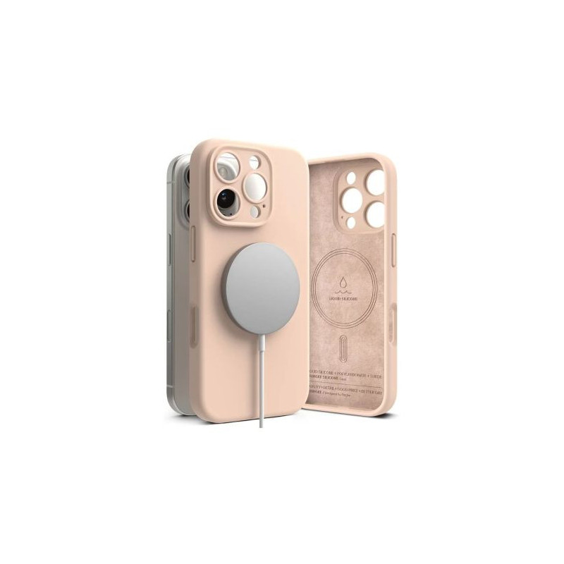 Ringke iPhone 16 Pro Max Case Silicone Magnetic Pink Sand