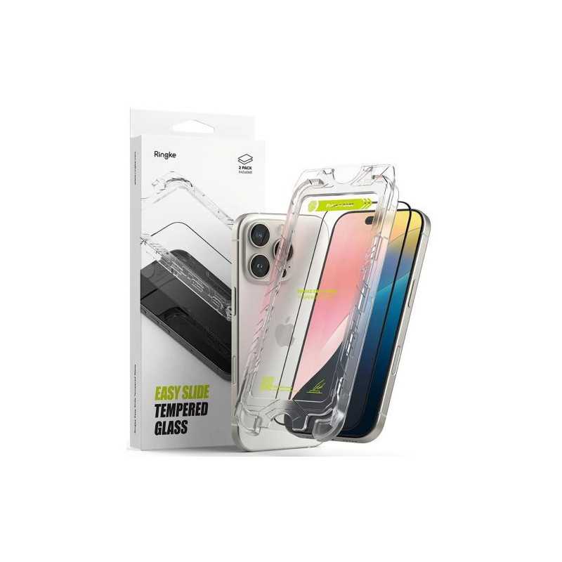 Ringke iPhone 16 Pro Max Screen Protector Premium Easy Slide Tempered Glass 9H with installation jig (2pcs) Transparent
