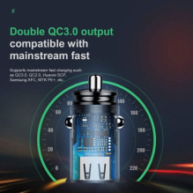 Baseus Car Charger Circular Plastic A+A Dual Quick Charge 3.0 30W Black (CCALL-YD01) Baseus Car Charger Circular Plastic A+A Dual Quick Charge 3.0 30W Black (CCALL-YD01)