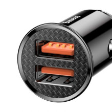 Baseus Car Charger Circular Plastic A+A Dual Quick Charge 3.0 30W Black (CCALL-YD01) Baseus Car Charger Circular Plastic A+A Dual Quick Charge 3.0 30W Black (CCALL-YD01)