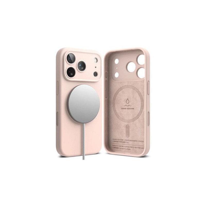 Ringke iPhone 17 Pro Case Silicone Magnetic Pink Sand