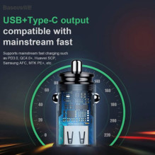 Baseus Car Charger Circular Plastic A+C PPS PD3.0 + QC4.0 + 30W Black (CCALL-YS01) Baseus Car Charger Circular Plastic A+C PPS PD3.0 + QC4.0 + 30W Black (CCALL-YS01)