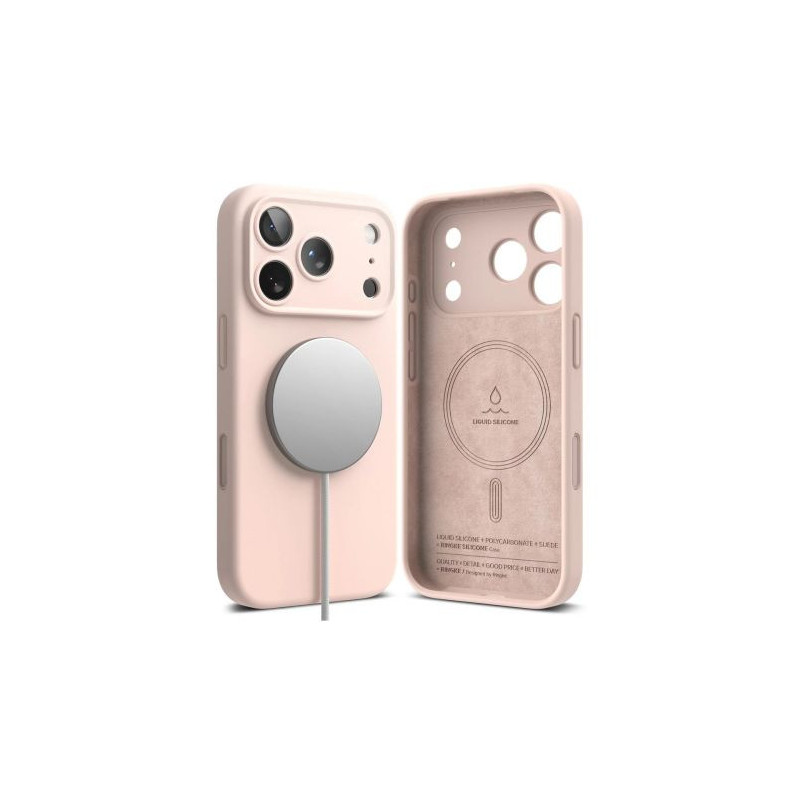Ringke iPhone 17 Pro Max Case Silicone Magnetic Pink Sand