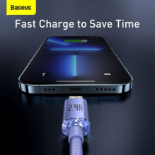 Baseus Lightning Crystal Shine Cable Series Fast Charging Data Cable 2.4A 2m Purple (CAJY000105)